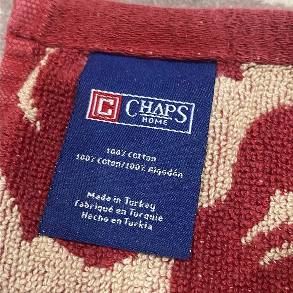 3/$10 Chaps Red and Cream Floral Hand Towel